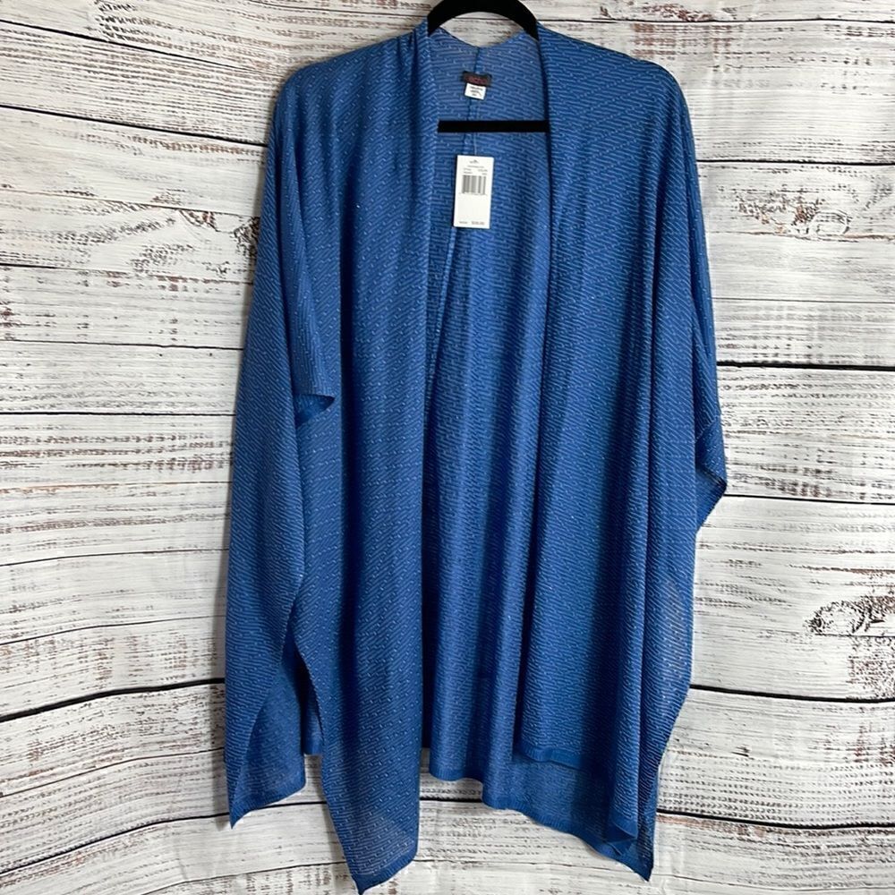 Echo Design Open Cardigan womens‎ One Size light Beach Duster Travel blue NWT